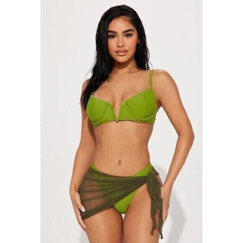 Just Sexy Swimwear Forest Green 3 Piece Bikini Set Size L RefM033